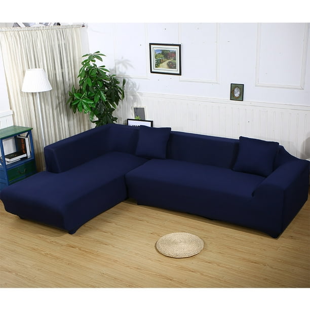 Sofa Covers L Shape 2pcs Polyester Fabric Stretch Slipcovers for Sectional Sofa